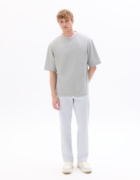 P.01 Pantalon chino straight en coton stretch longueur standard - bleu clair