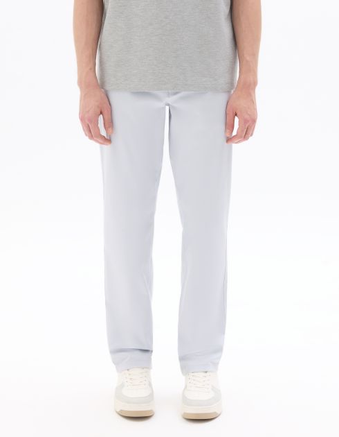 P.01 Pantalon chino straight en coton stretch longueur standard - bleu clair