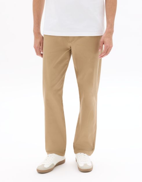 Pantalon chino straight en coton stretch longueur standard - beige