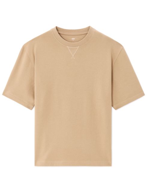 T-shirt oversize col rond en molleton - beige taupe