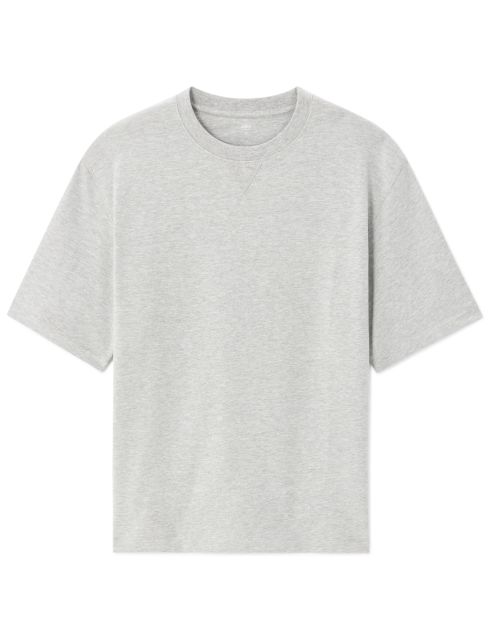 T-shirt oversize col rond en molleton - gris