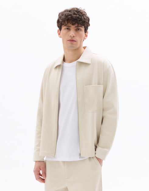 Surchemise texturé avec 2 poches - beige