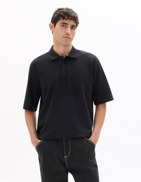 Polo oversize 100% coton french terry - noir