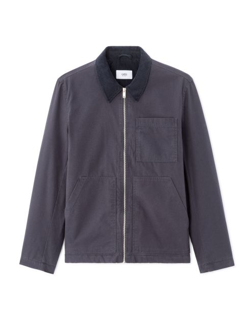 Blouson 100% coton col contrasté - marine