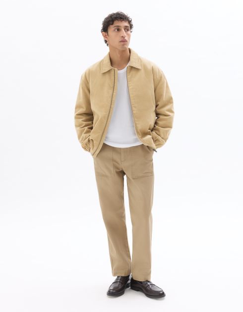 Blouson en velours côtelé col chemise - beige