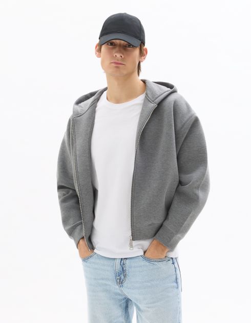 Sweat zippé crop oversize  - gris