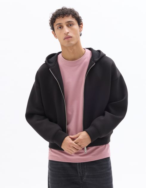 Sweat zippé crop oversize  - noir