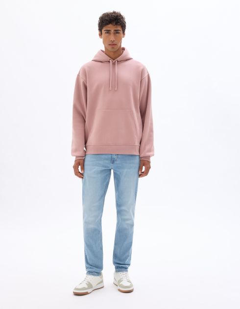 Sweat oversize à capuche zippé - rose