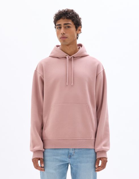 Sweat oversize à capuche zippé - rose