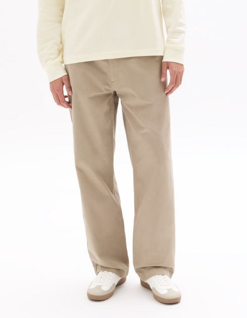 Pantalon chino loose 100% coton - beige