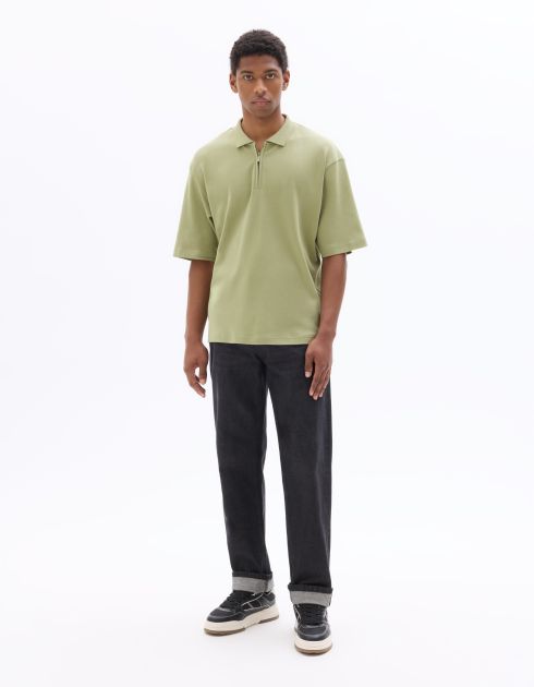 Polo col zippé 100% coton - vert