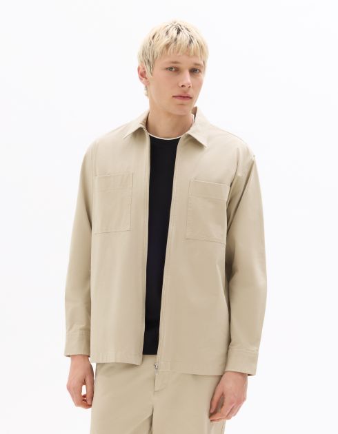 Surchemise overshirt zippée unie - beige