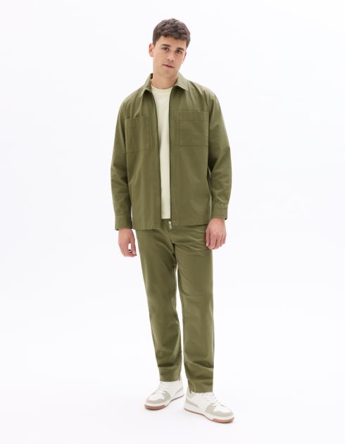 Surchemise overshirt zippée unie - vert