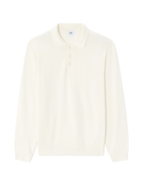 Pull regular col polo - blanc