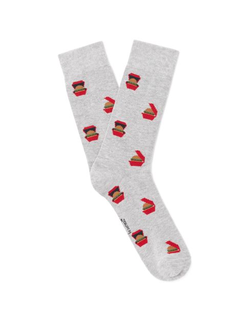 Chaussettes à motifs burger - gris clair