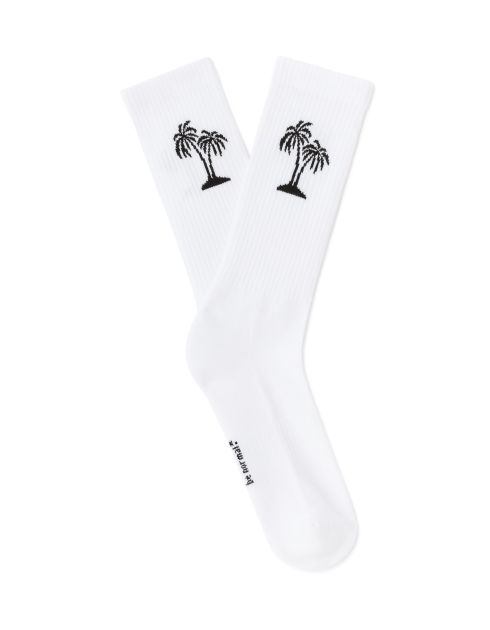 Chaussettes hautes motif palmier - blanche