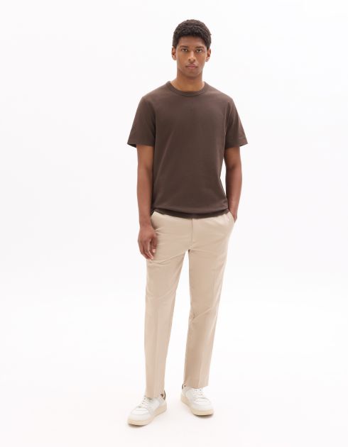 T.02 T-Shirt boxy col rond 100% coton épais - marron glacé