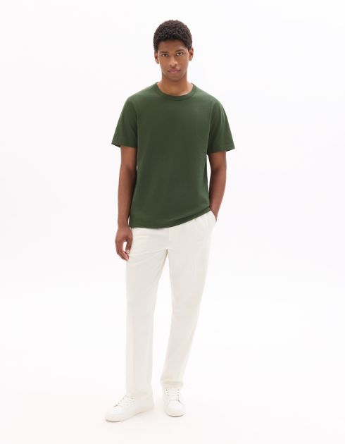 T.02 T-Shirt boxy col rond 100% coton épais - vert fôret