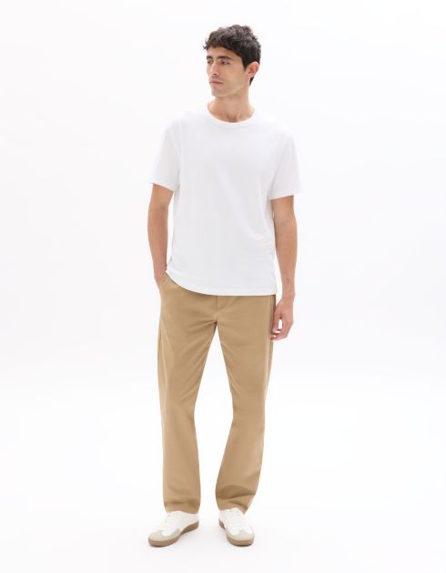 T-shirt boxy col rond 100% coton épais - blanc