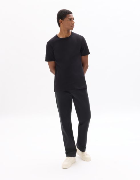 T-shirt boxy col rond 100% coton épais - noir