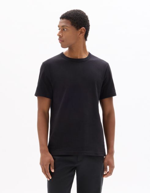 T-shirt boxy col rond 100% coton épais - noir