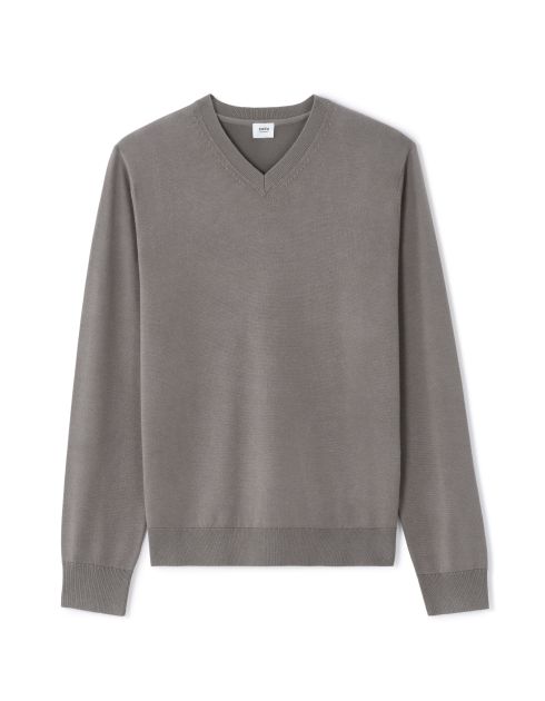 Pull Col V unie en maille fine - noir