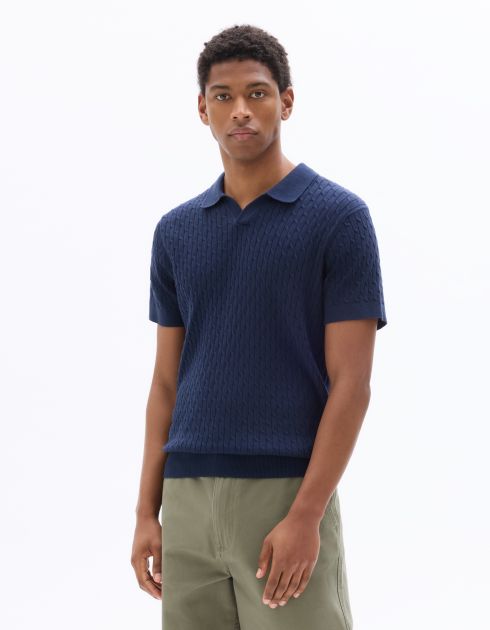 Polo regular en maille reliéfé - marine