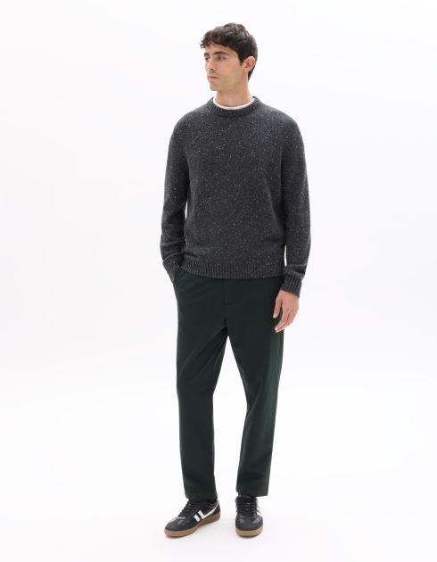 Pantalon chino slim en maille - vert foncé