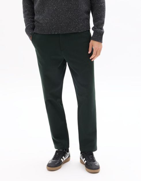 Pantalon chino slim en maille - vert foncé