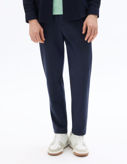 Pantalon chino slim en maille - marine