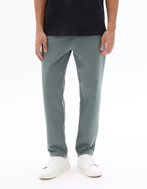 Pantalon chino slim en maille - vert