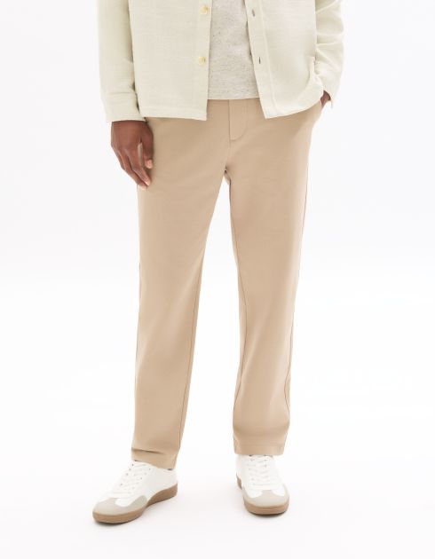 Pantalon chino slim en maille - beige