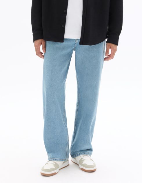 Jean baggy 100% coton - bleu clair