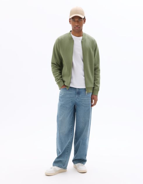 Sweat zippé col bomber regular - vert