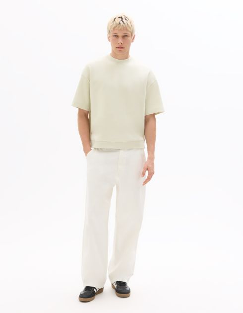 Sweat oversize en interlock manches courtes - vert