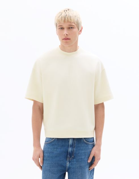 Sweat oversize en interlock manches courtes - écru