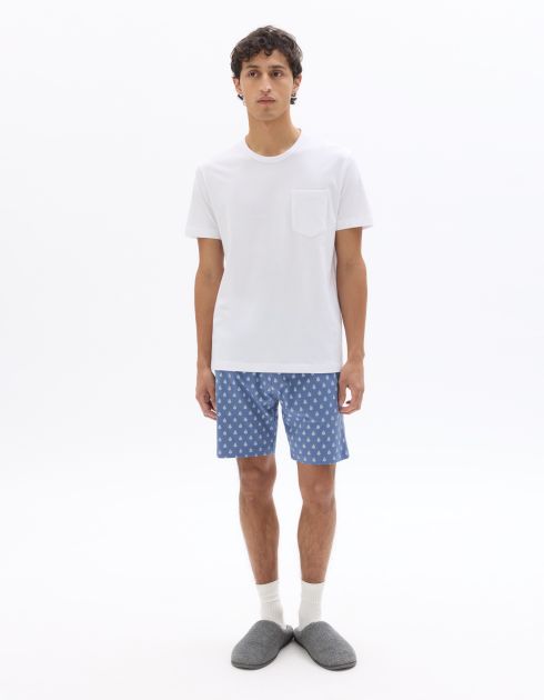 Pyjama t-shirt et short 100% coton - bleu