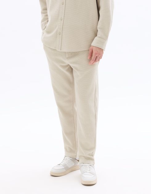 Pantalon 24H slim effet gauffré - beige