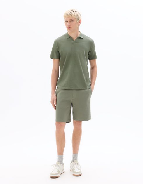 Polo piqué regular col requin - vert