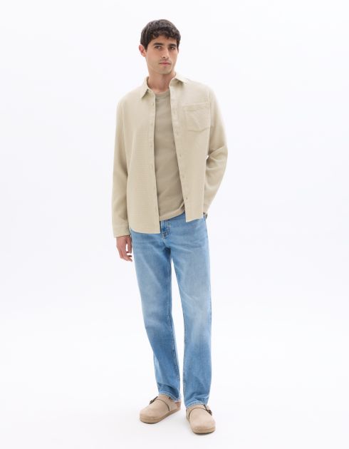 Chemise regular effet gaufré - gris clair