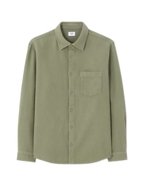 Chemise regular effet gaufré - kaki