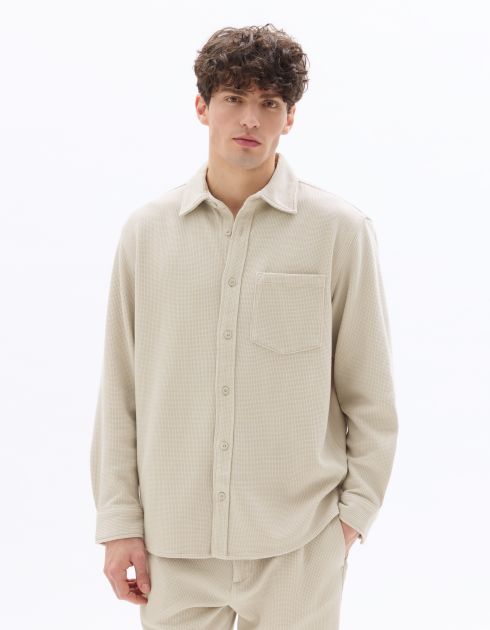 Surchemise en maille gaufré - beige