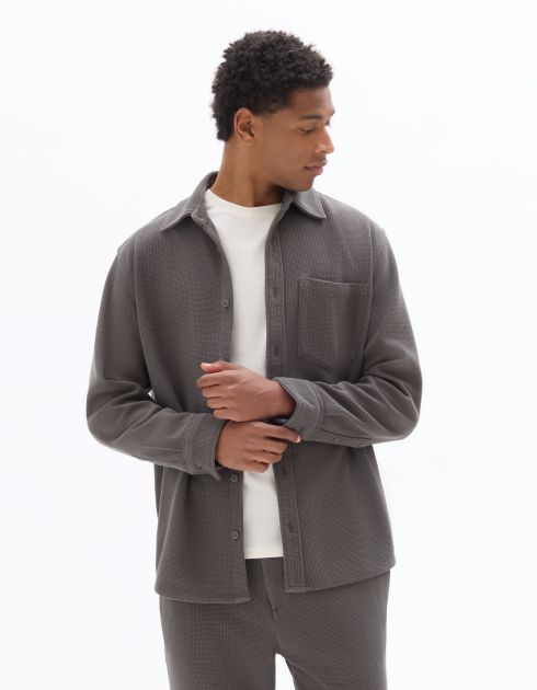 Surchemise en maille gaufré - kaki