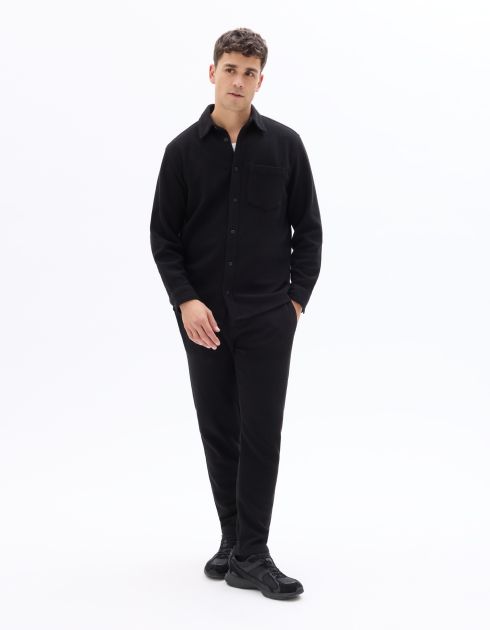 Surchemise en maille gaufré - noir