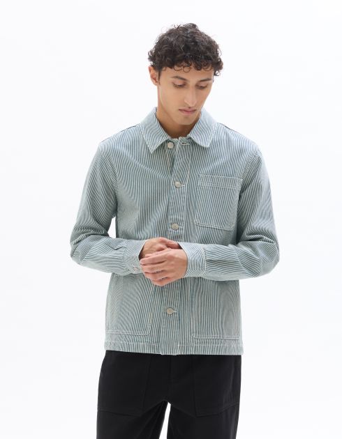 Veste rayée à 3 poches - bleu clair