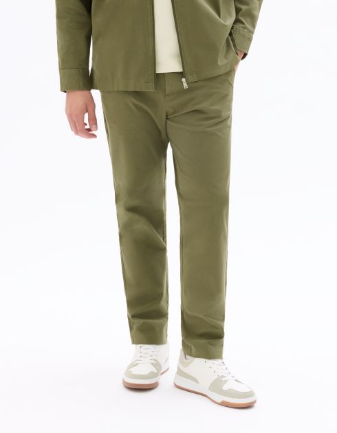 Pantalon 24H slim 7/8 unie - vert kaki