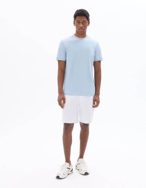 T-shirt regular col rond piqué - bleu