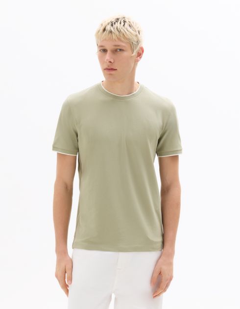 T-shirt regular col rond piqué - vert