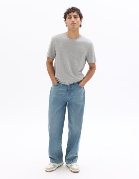 Jean barrel 100% coton - bleu clair