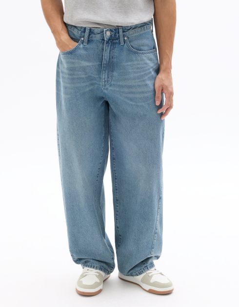 Jean barrel 100% coton - bleu clair